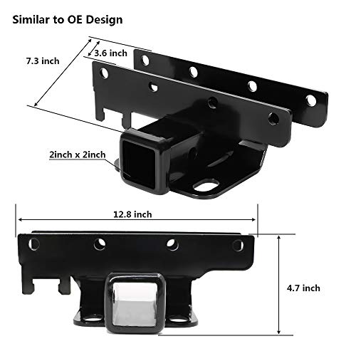 Towing Combo: 2 inch Receiver Hitch / 2" inch Rear Bumper Trailer Hitch Receiver & Wiring Harness & Hitch Cover Kit Replacement for Wrangler 2007-2018 JK 2 & 4Door Unlimited (Exclude 2018 JL Models)