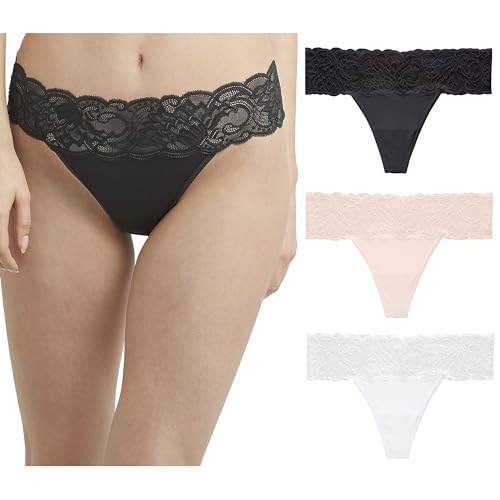 Image of Maidenform Women's Underwear Thongs Pack, 3-Pack, Thong Lace Underwear Women Pack, Sexy Wedding Lace Panties for Women