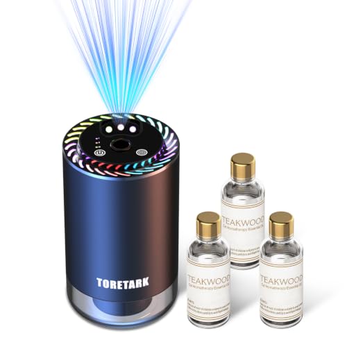 Image of Smart Car Air Freshener & 150ml Car Diffuser Oil Refill(Teakwood) | Auto On /Off, Ultrasonic Mist Technology, 3 Adjustable Mist Modes, 7-color Ambient Light, Star Light, Long Battery Life, Quiet