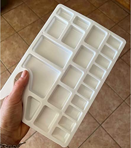 Image of KRYTONE� Paint Pallet Tray, Painting Pallete, 22 Wells Color Mixing Pallete /Paint Trays for Kids, Plastic Palette, Paint Pallets for Kids, Paint Tray, Paint Palette, Painting Supplies White (K037)