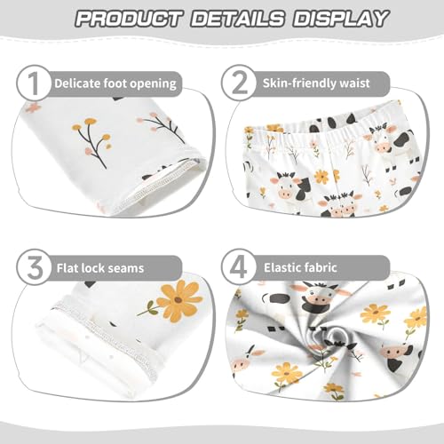 Cartoon Cow Daisy Girls' Leggings Toddler Doodles Cute Kids Yoga Pants Dance Active Tights 4T3