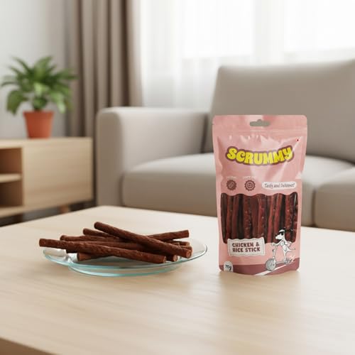 Image of Scrummy Chicken and Rice Stick Cuts Dog Treats, 70g Soft & Tasty Training Snacks | High Protein, Easy to Digest, Healthy Rewards for Puppies & Adult Dogs
