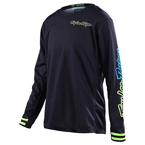 Troy Lee Designs Youth Gp Mono Jersey (X-Small, Black/Yellow/Cyan) #TOP8