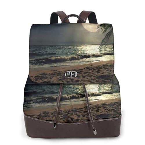 Sac à dos en cuir pour ordinateur portable imprimé tropical EdWal noir pour femme