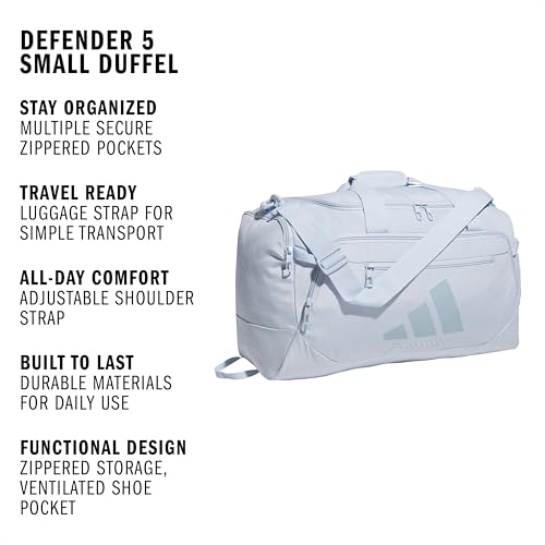 Image of adidas Defender 5 Duffel Bag for Sports, Gym and Travel, Crystal Sky Blue /Wonder Blue, OSFA