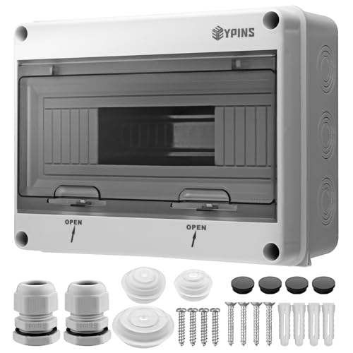 EYPINS Coffret Électrique 12 Modules IP65 Étanche ABS avec Terminaux Rails Intégrés et Porte Transparente pour Intérieur Extérieur