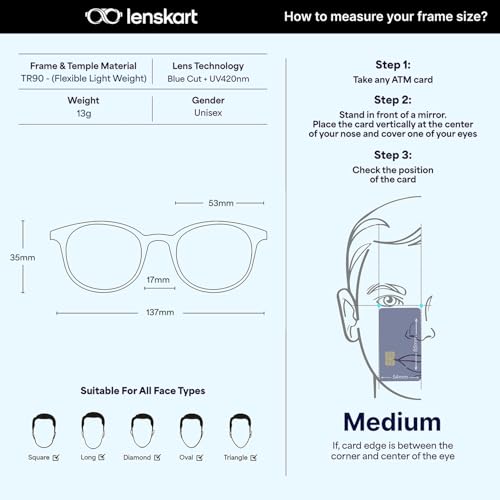 Image of LENSKART BLU | Zero Power Blue Cut Computer Glasses | Anti Glare, Lightweight & Blocks Harmful Rays | 100% UV Protected | Full Rim Rectangular | For Men & Women | Medium | LB E13527