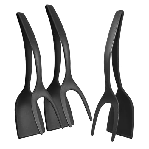 ULTECHNOVO 3Piezas Espátulas Para Pinzas De Cocina Antiadherentes Para Huevos Fritos Asar y Servir Herramientas De Cocina Versátiles
