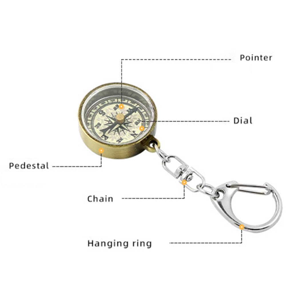 Boussole Porte-Clés Pièces Vintage Extérieur Portable Alliage Zinc