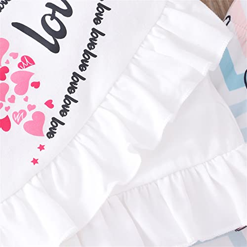 Puseky Toddler Baby Girl Clothes 2T 3T Bell Bottoms Outfits Heart Print Short Sleeve Ruffle Shirt Flared Pants Girls Summer Outfits White #TOP6