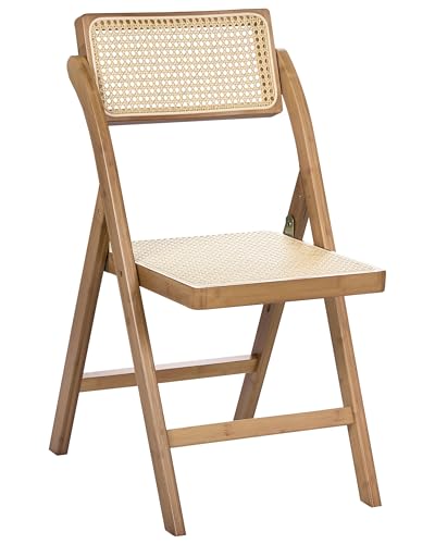 Beliani Lot de 2 Chaises de Salle à Manger Bohème en Bois de Bambou et Rotin PE Pliantes Cuisine Salle à Manger Marron Modane