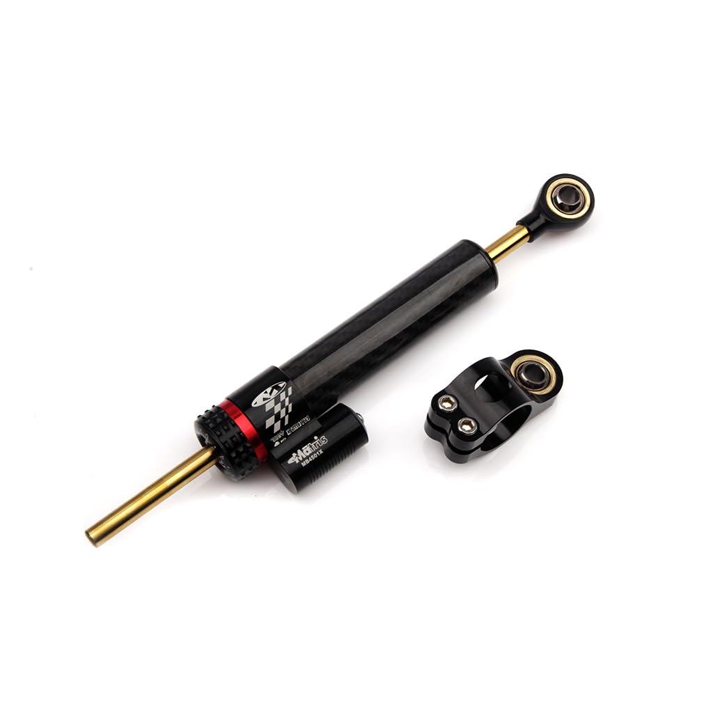Ammortizzatore Sterzo Moto Universale, Ammortizzatori di Sterzo Stabilizzatore Alluminio CNC Moto, per Moto in lega di Alluminio (Fibre di Carbonio, 10")