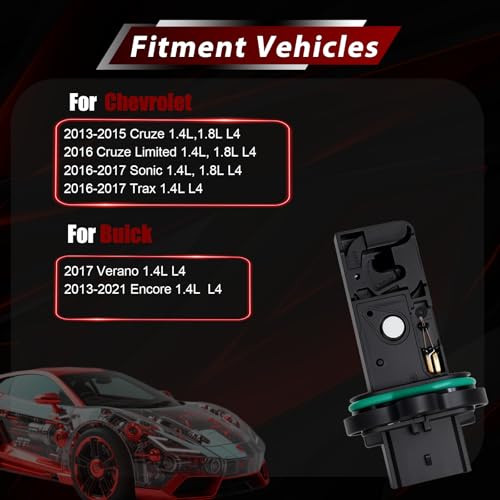 Image of Mass Air Flow Sensor MAF Compatible with Chevrolet Cruze 2013-2016, Sonic 2016-2017, Trax 2016-2017, Buick Encore 2016-2017, Verano 2017 1.4L 1.8L Replace 0280218419 12671624 13505433
