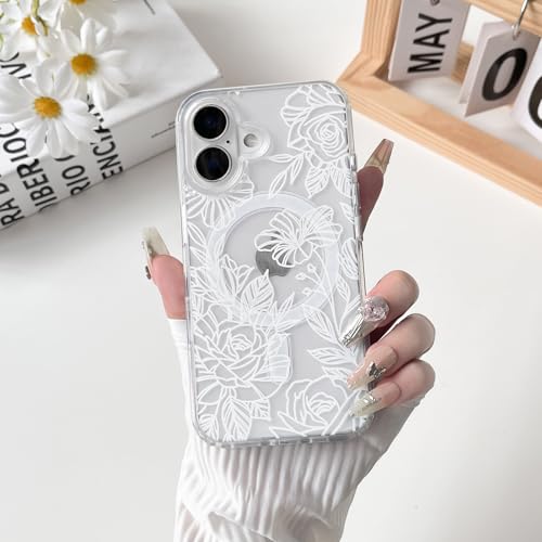 NITITOP for iPhone 17 Case Magnetic Cute Line Flower - White by NITITOP - Used condition - Image 4