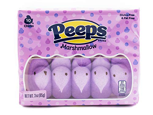 Marshmallow Peep Chicks Easter Colors - 5 Packs of 10 - Yellow, Lavender, Pink, Green, and Blue Chicks - Classic Marshmallow Candy - Decorative Seasonal Peeps