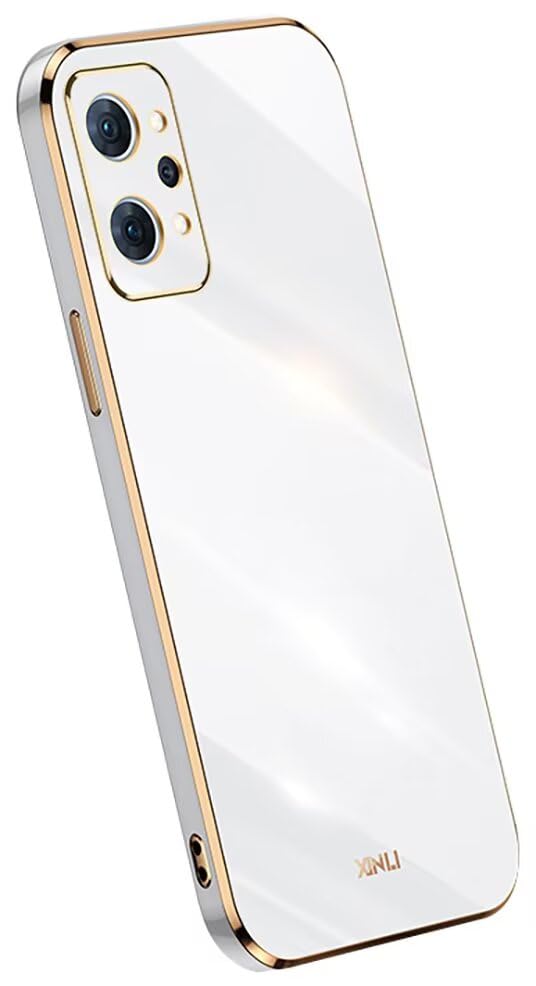 Topme Funda de Silicona para Realme GT2 / GT Neo2 / GT Neo 3T (6.62' Inches), [ Carcasa Case de Teléfono Estilo Borde Dorado] - Blanco
