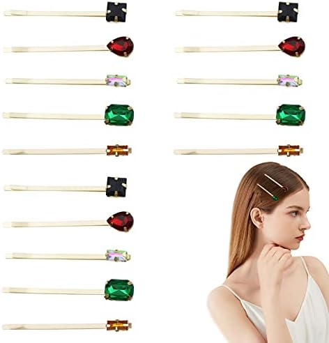 15 PCS Retro Crystal Hair Pins Hair Slides Clips Vintage Decorative Bobby Pins Hairpins Hair Styling Tools Accessories for Women and Girls (5 Styles)