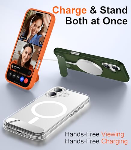 Image of Designed for iPhone 17 Case, [Built-in Invisible Kickstand][Compatible with MagSafe][Military Grade Shockproof] Slim Thin Phone Case 6.3 inch (Clear)