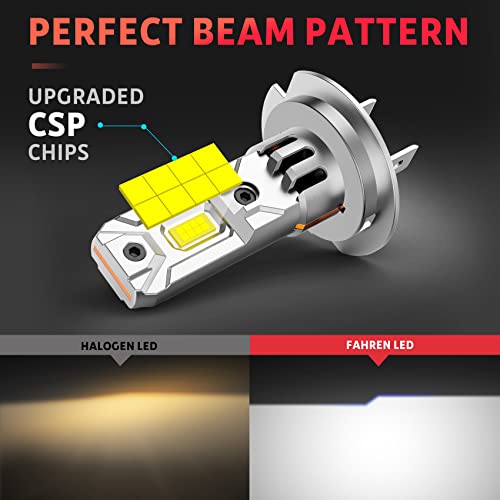 Krieges Fahren 2023 Upgraded H7 LED Headlight Bulb, 22000LM 600% Brighter, 1:1 Mini Size H7 LED bulb, No Adapter Required, 6500K Cool White, Plug and Play, Halogen Replacement, Pack of 2