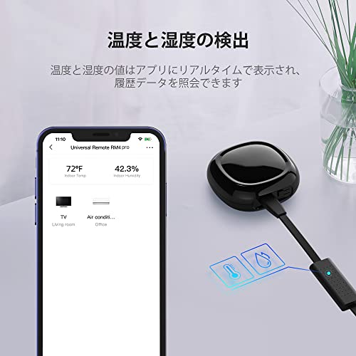 【Amazon.co.jp限定】BestCon スマートリモコンRM4C mate スマートホーム 温湿度センサーケーブル付き 学習リモコン 赤外線家電を管理 遠隔操作 Alexa/Google Home/Siri対応 (ブラック)