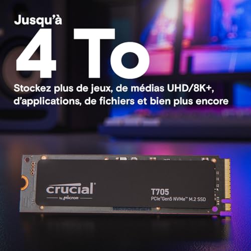 Crucial T705 PCIe Gen5 NVMe 2TB SSD, Up to 14,500MB/s, TLC NAND, Intel & Ryzen Compatible, for Hardcore Gaming & High-Speed Storage, Solid State Drive, Includes 1Mo Adobe CC – CT2000T705SSD3 - image 8