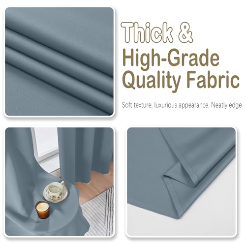 Image of Extra Long 10 FT Blackout Curtains for Patio 120 Inches Long 2 Panels Set, Solid Thermal Insulated Energy Saving Rod Pocket Window Treatment Curtains Blackout Drapes, W50xL120, Stone Blue
