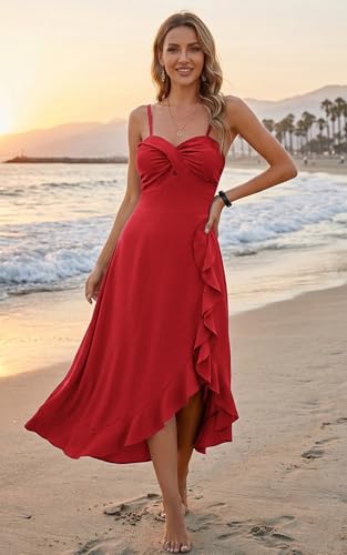 Image of ECOWISH Women's Summer Strapless Maxi Dress 2026 Off Shoulder Hollow Out Smocked A Line Tube Tiered Long Dresses