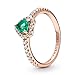 Produktbild PANDORA ROSE Timeless Ring "funkelndes Herz" 14k rosévergoldet, grün Kristall, Zirkonia 188421C03 58