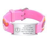 Personalized Medical ID Bracelet for Kids, Unicorn Football Basketball Silicone Allergy Seizure Alert Wristband with Engraved Emergency Info, Waterproof Adjustable Emergency Bracelets for Toddlers
