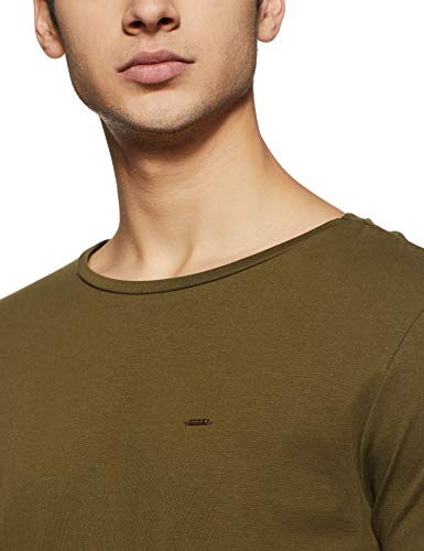 Image of ABOF Men's Solid Slim Fit T-Shirt (BOA19AMCWTE3001124 Olive L