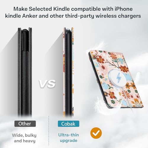 Image of CoBak Stand Case for 7 inch Kindle Paperwhite 12th Gen 2024 and Kindle Colorsoft with Hand Strap - Compatible with iPhone MagSafe, for Samsung /Belkin /Anker Wireless Charging Pads, Durable, Auto Sleep Wake