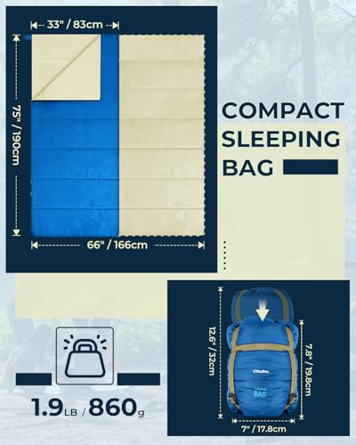Image of Sleeping Bag, Ohuhu 3 Season Warm Weather Lightweight Portable Sleeping Bags Adult Kids Backpacking Sleeping Bag with Carry Bag for Camping Hiking Backpacking and Outdoors 15-22℃