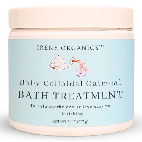 Oatmeal Baby Bath Powder for Eczema by Irene Organics - Colloidal Oatmeal for Soothing Treatment of Eczema, Diaper Rash, Dry Skin, Itching and Irritation - Moisturize and Sooth Baby and Toddler Skin