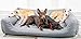 4L Textil Mario Wasserfestes Hundebett Aus Kunstleder - Hundekorb für Große und Mittelgroße Hunde - XXL Hundesofa Wasserfest (120x90 cm, Grau)