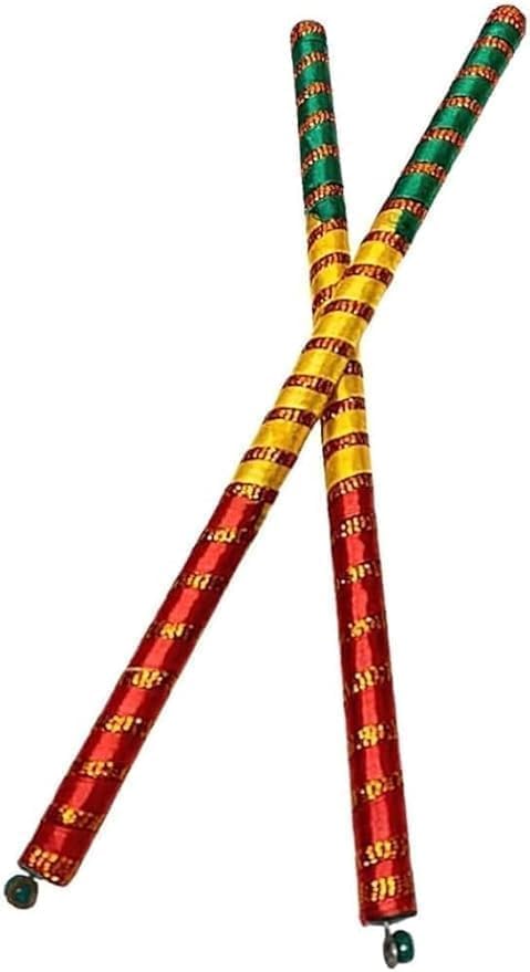 JAGMOOLYA Products Premium Wooden Dandiya Sticks with Decorative Lace | Traditional Garba & Navratri Raas Sticks | Handcrafted Colorful Wooden Dandiya Pair for Festival Dance ((Pair of 1) 2 Stick)-picture-13