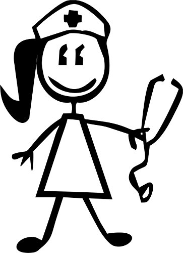 Tshirt Rocket Nurse Stick Lady - Nursing Caretaker, Medical Vinyl Car Decal, Laptop Decal, Window Sticker (4") #TOP1