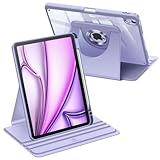 FINTIE Coque Rotative pour iPad Air 11 Pouces M4/M3/M2 (2026/2025/2024) et iPad Air 5/4 10.9” (2022/2020), [Rangement de Stylet] Étui Pivotant à 360°, Housse Fine Transparente, Mauve