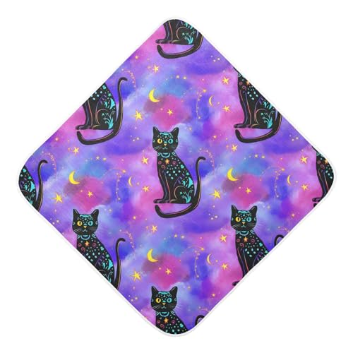 Msyxl Black Cats Stars Hooded Towel - Ultra Soft & Absorbent Muslin Cotton Bath Towel for Babies, Toddlers, Newborn - Boys & Girls Essential 30
