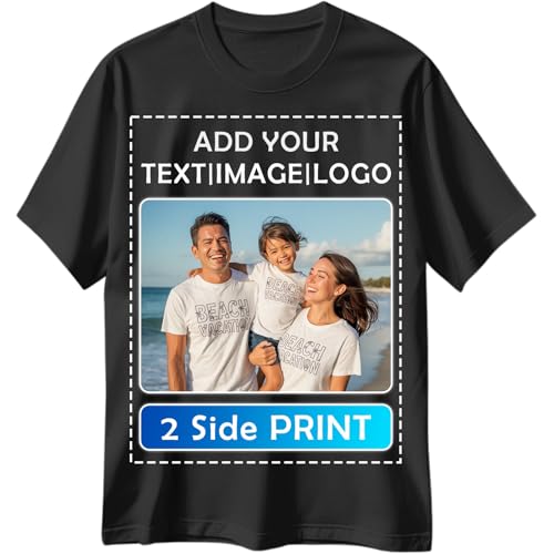 Custom T Shirts for Men Women Personalized T-Shirts Made in USA Design Your Photo/Text/Logo...
