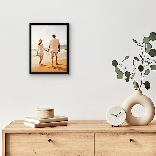Americanflat 6x8 Picture Frame with Shatter-Resistant Glass - Streamline Collection - Thin Border Photo Frame for Tabletop and Wall Display - Hanging Hardware and Easel Stand Included - Black