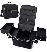 KZAOPZ Large Makeup Train Case, Portable Makeup Organizer Bag Storage Box, 4 Trays Travel Cosmeti...