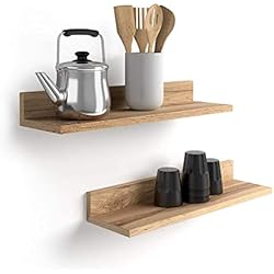 Estanteria 80 Cm MOBILI FIVER, Par de estantes Rachele, de 80 cm, Color Madera rústica, Made In Italy