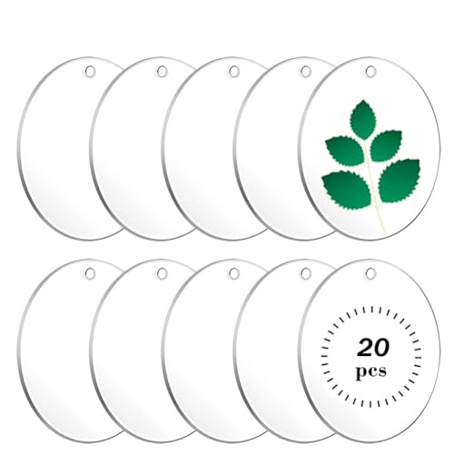XWAIO 20pcs 3.5 Clear Acrylic Round Ornament Blanks for DIY Crafts Hanging Ornaments
