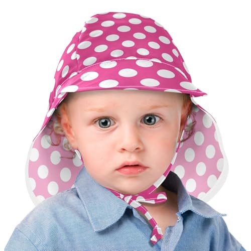 KLL Unisex Baby Beach Hats Baby Boys Hat Toddler Girl UV Protection Large Brim Travel Essentials Pink Polka Dot2