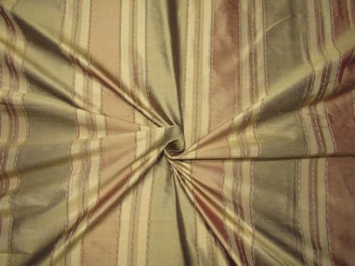 Soie Dupion 100% marron à rayures, tissu haute couture de 137 cm