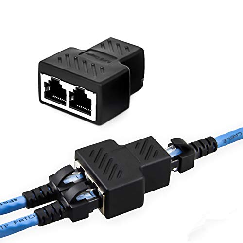 Nicoone RJ45 CAT5 6 Ethernet Splitter LAN Port 1 to 2 Socket Splitter Connector Adapter PC