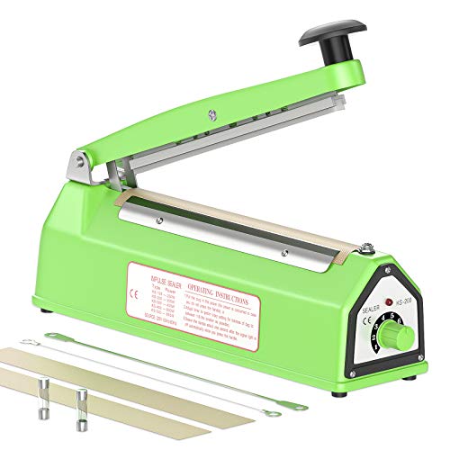 SibyTech 8-inch Impulse Bag Sealer, Manual Heat Sealer Machine for Plastic Bags,2 Replacement Kit Included, Teal…