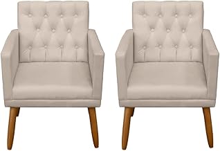 Kit 2 Poltronas Cadeira Decorativa para sala de estar recepção reforçada (Bege)