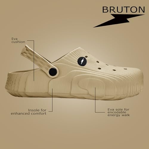 Image of BRUTON Premium Classic Casual Clogs /Sandals with Adjustable Back Strap for Adults | Comfortable & Light Weight | Stylish & Anti-Skid | Waterproof & Daily Mules for Gents /Boys