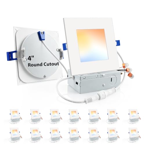 zouzai 4 Inch 12 Pack Square LED Recessed Light, 5CCT, 10W 810LM, Dimmable